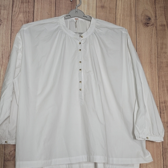 Free People Hey Baby Hi-Low Oversize Top 100% Cotton Size LARGE #OB658371 - Picture 11 of 15
